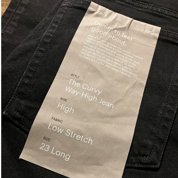 Everlane Women’s 23 Long Curvy Way High Straight Jean Black Organic Cotton - Picture 3 of 9